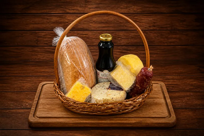 Cesta Colonial Gourmet com Queijos, Salame e Pão Caseiro em Gravataí | Kuase Nada